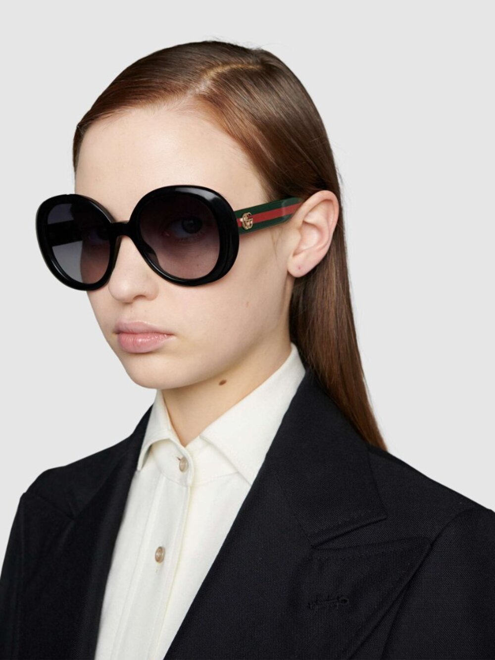 Gucci GG0712S 001 Sunglasses Black Round Frame, Grey Lenses